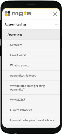 MGTS navigation on a mobile device