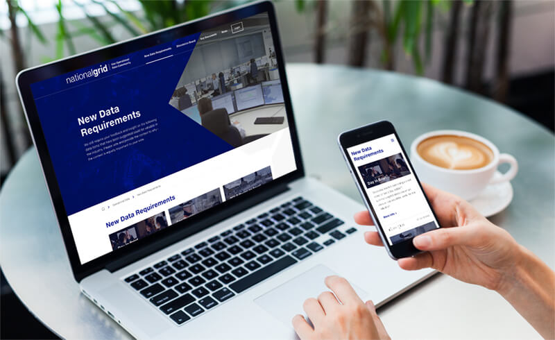 National Grid Data Community homepage on a laptop and mobile