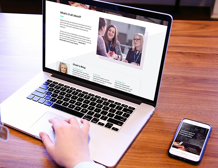 Nation Grid Independent Stakeholder User Groups site on a laptop and mobile device