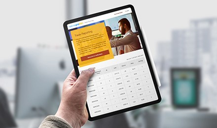 National Grid ESO trade reporting site on a tablet device