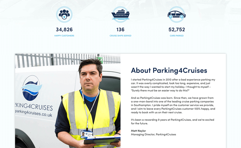 Screenshot of the Parking4Cruises about information