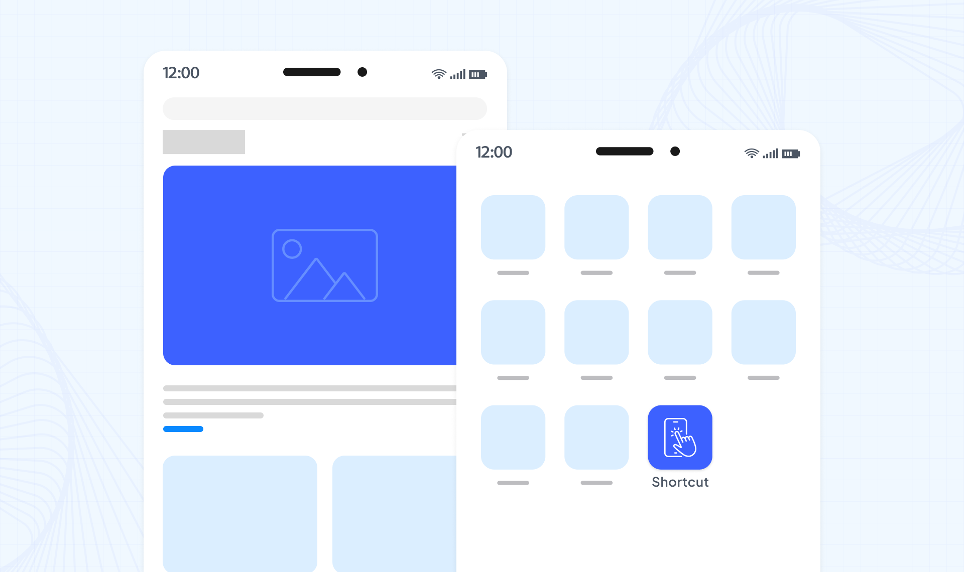 graphic showing shortcut of a PWA on a phone screen